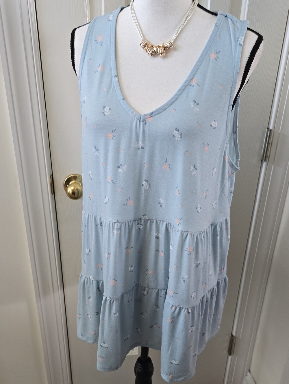 A:GLOW BRAND WOMEN'S BLUE FLORAL SLEEVELESS MATERNITY TOP SIZE XL - Picture 9 of 17